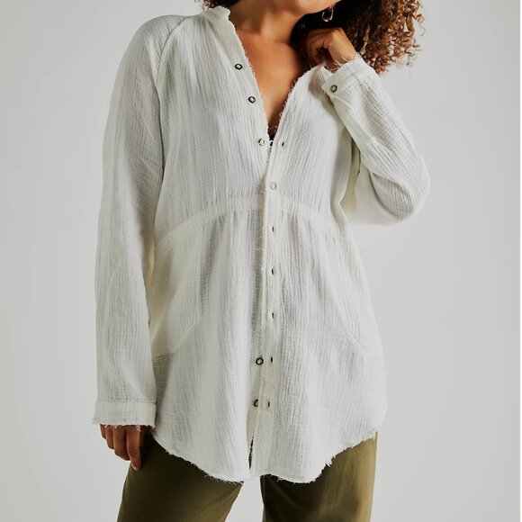 We The Free Tops - Free People We The Free Summer Daydream Buttondown L White